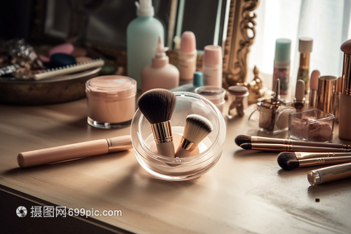 桌上的艺术 化妆工具与造型的魅力